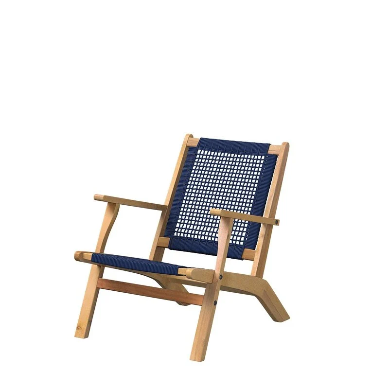 Vega Natural Stain Outdoor Chair in Navy Blue Cording