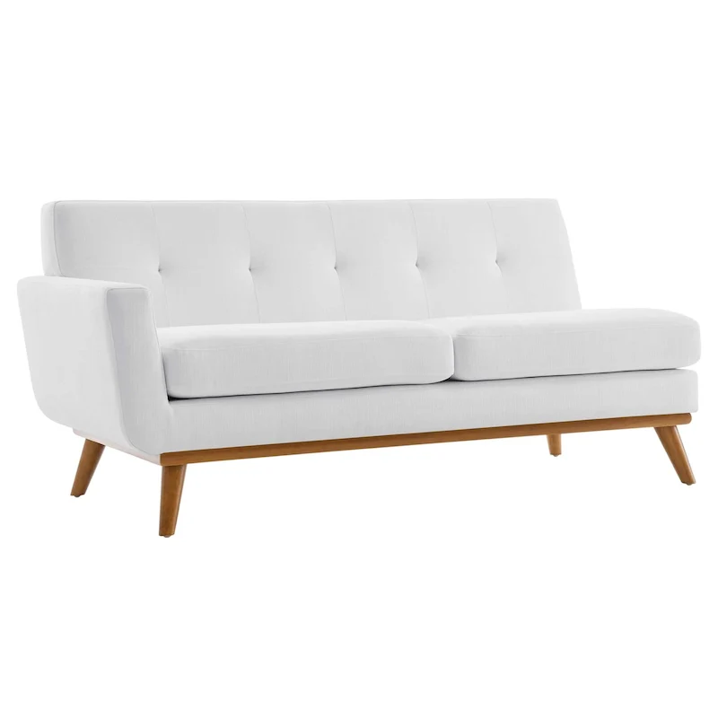 Engage Mid-century Modern Upholstered Fabric Left-arm Loveseat, Azure