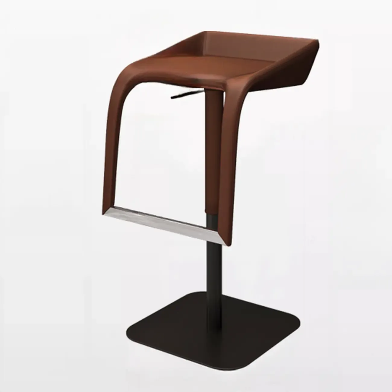 Modern Rectangle Backless Leather Adjustable Swivel Bar Stools