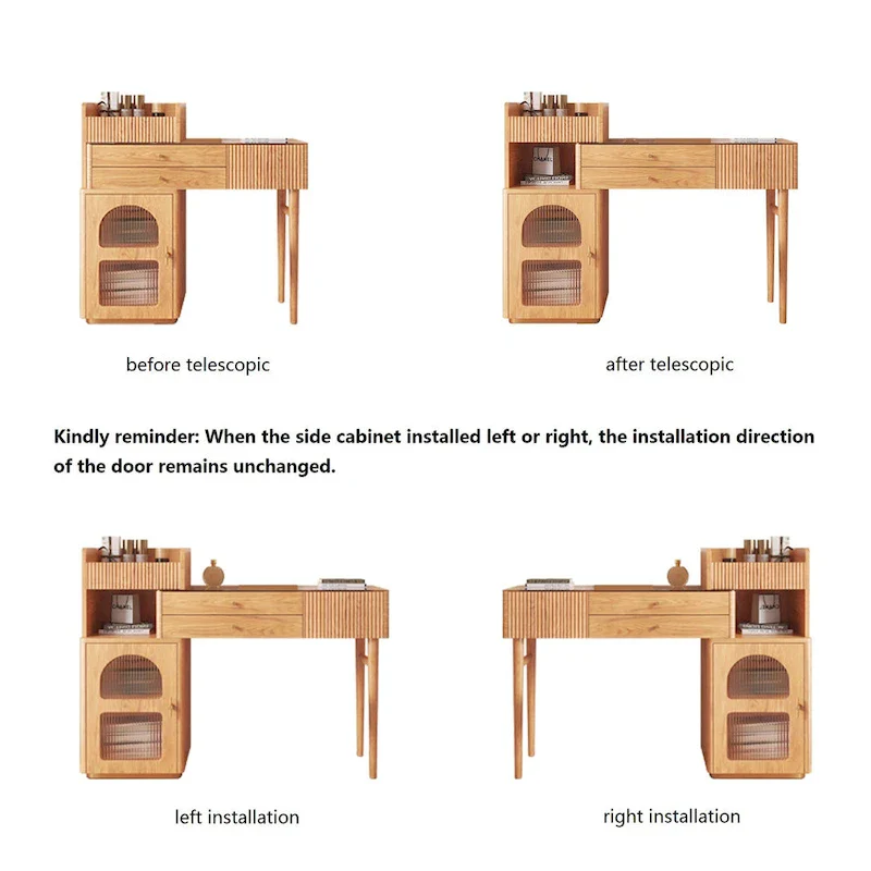 JASIWAY Vanity Set Makeup Table with 3 Drawers, Wood