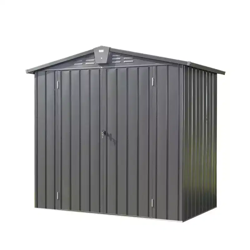 CLIHOME 6.5x4.2Ft Outdoor Galvanized Steel Storage Shed,Patio Storage Cabinet with Lockable Double Door