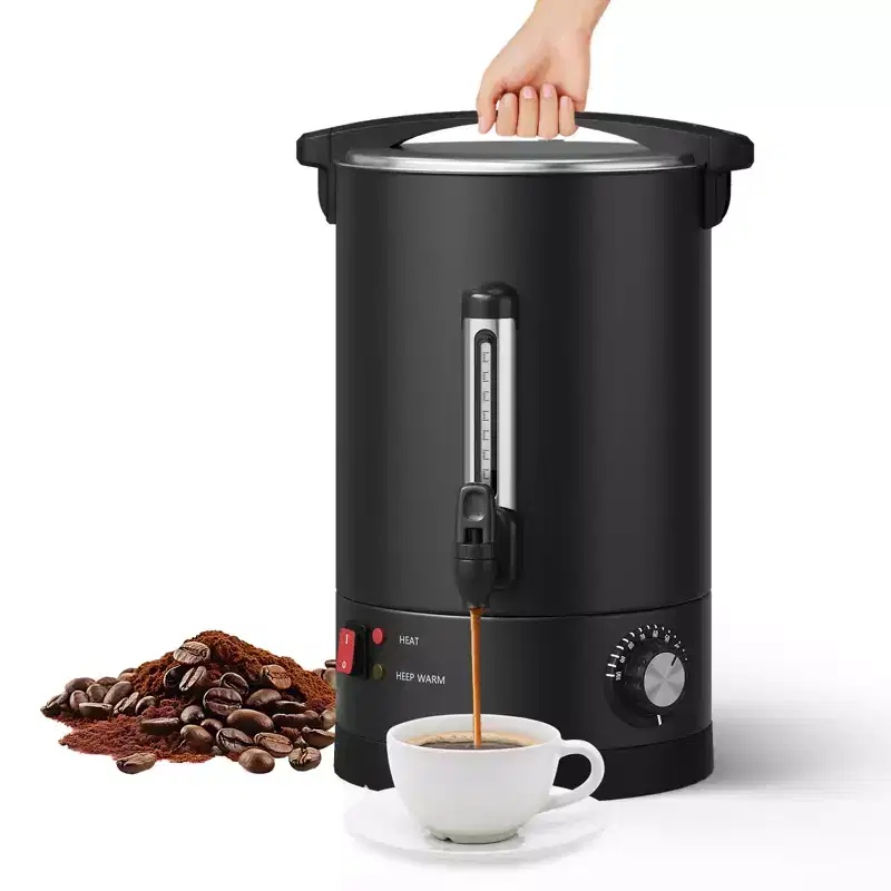 Commercial Coffee Urn, Double Wall Stainless Steel Electric Coffee Maker, Large Capacity Hot Beverage Dispenser, for Catering, Parties, Buffets