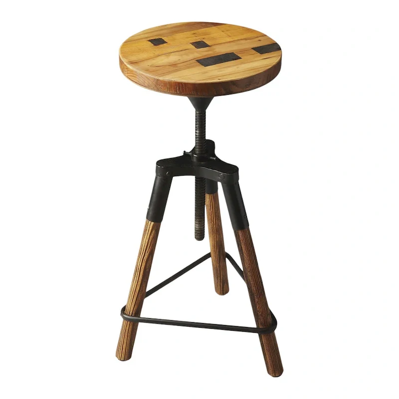 Reclaimed Wood Revolving Bar Stool