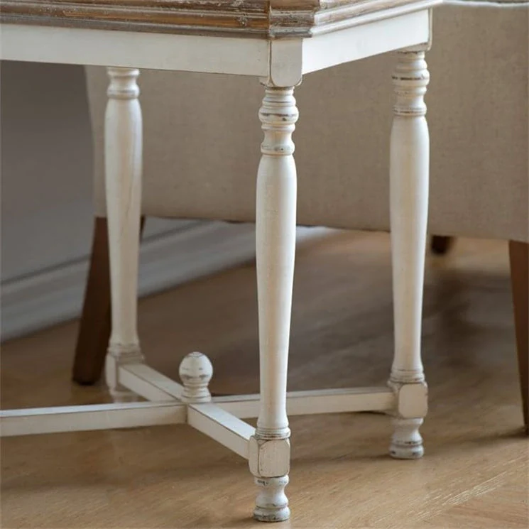 Off-White Square Tray-Top Side Table with Natural Wood Top – Casual Style, Living Room Use