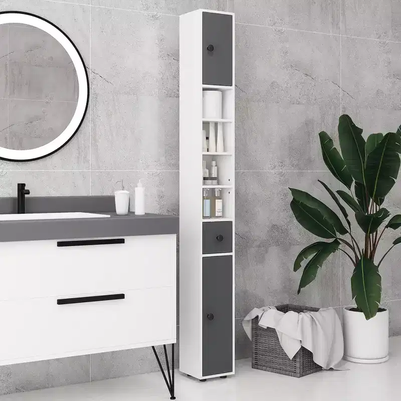 Kleankin Open Shelves Bathroom Storage Cabinet, Door Cabinets, Toilet Paper Cabinet