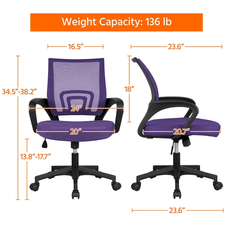 Yaheetech Adjustable Ergonomic Office Chair MidBack Mesh Swivel Chair