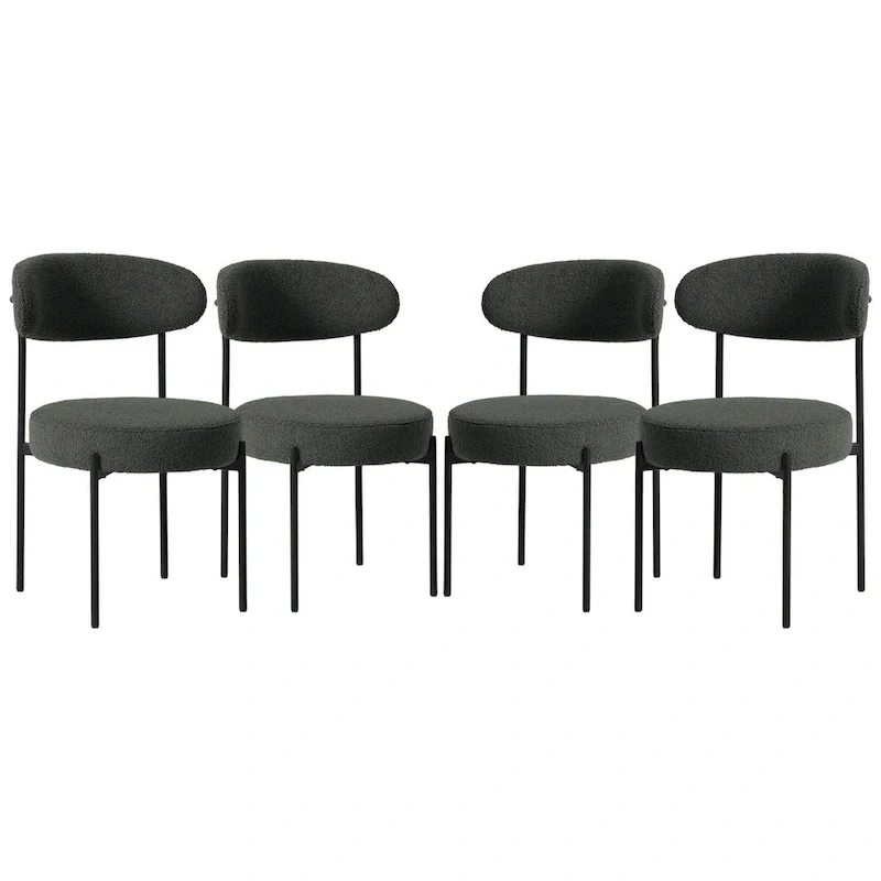 Bayville Mid-Century Curved Back Fabric Upholstered Metal Dining Chair (Set of 4)