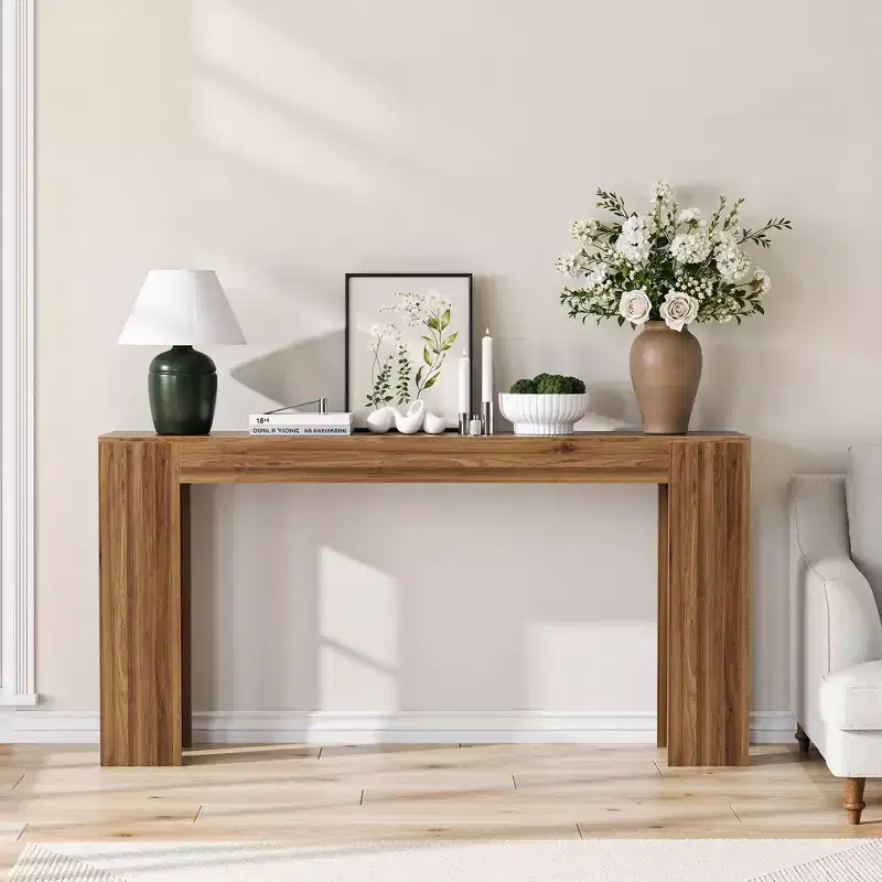 TUYOHW 63 Extra Long Console Table,Farmhouse Sofa Table,Narrow Entryway Table for Hallway,Living Room,Wood Accent Foyer Table,200lb Capacit