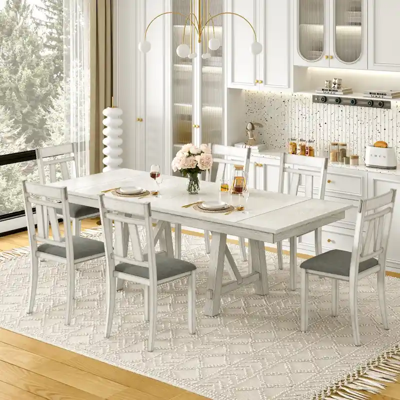 Solid Wood Dining Chair with Linen Fabric Seating
