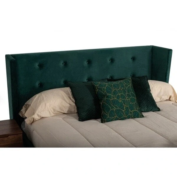 Uddesbo Modern Green Fabric & Walnut Bed