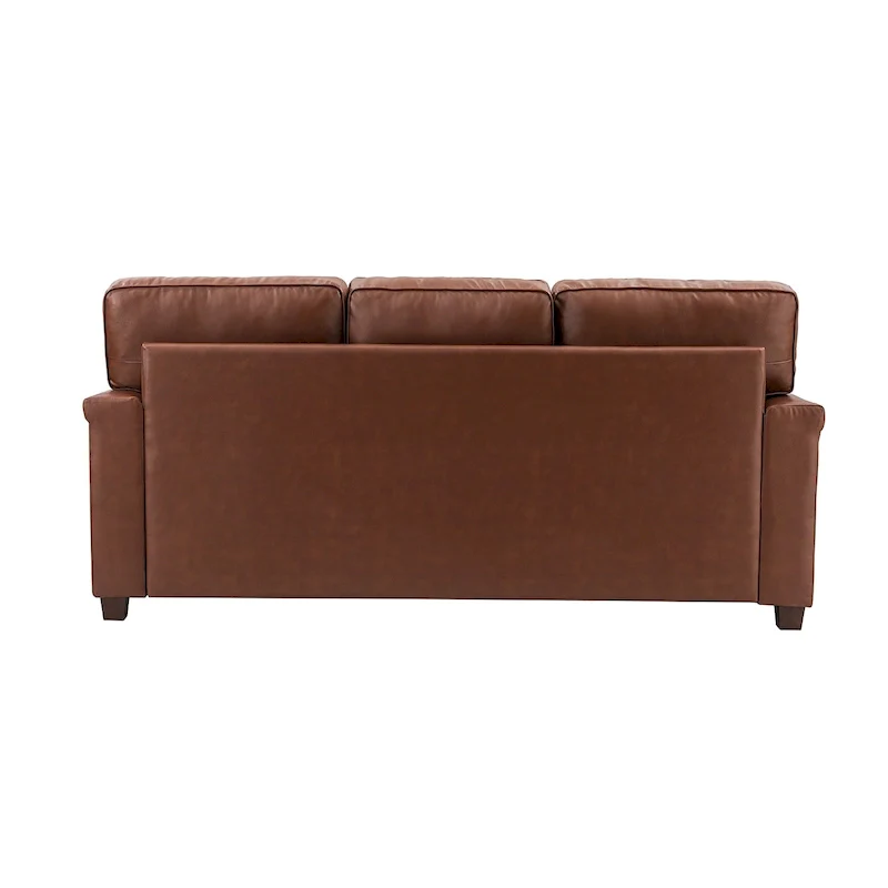Rita Living Room 3-Seat Genuine Leather Sofa with Solid Wood Legs and Nailhead