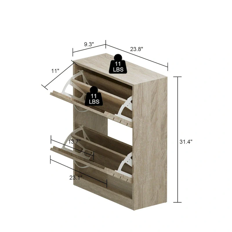FUFU&GAGA 2 Tiers Shoe Rack Cabinet Shoe Cabinet Space-Saving