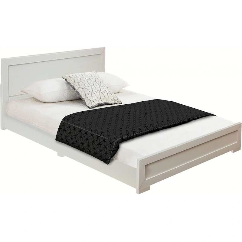 HomeRoots White Solid and Manufactured Wood Queen Bed Frame