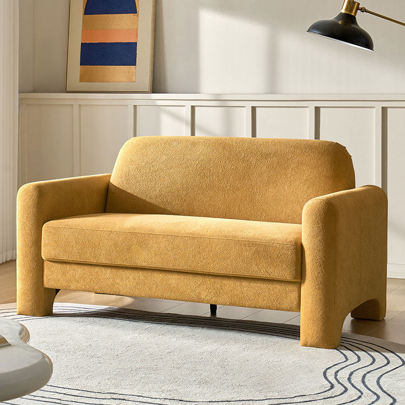Chenille Loveseat Sofa with Curved Floor-Length Arms | Camel / Gray / Ivory / Orange | Single | 2-Seater