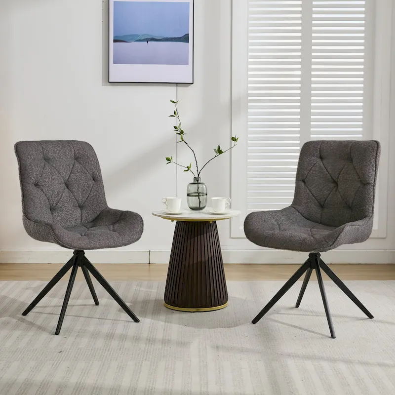 XINMICS Swivel Dining Chairs, Boucle Upholstered Accent Chairs Living Room Chairs Desk Office Arm Chair