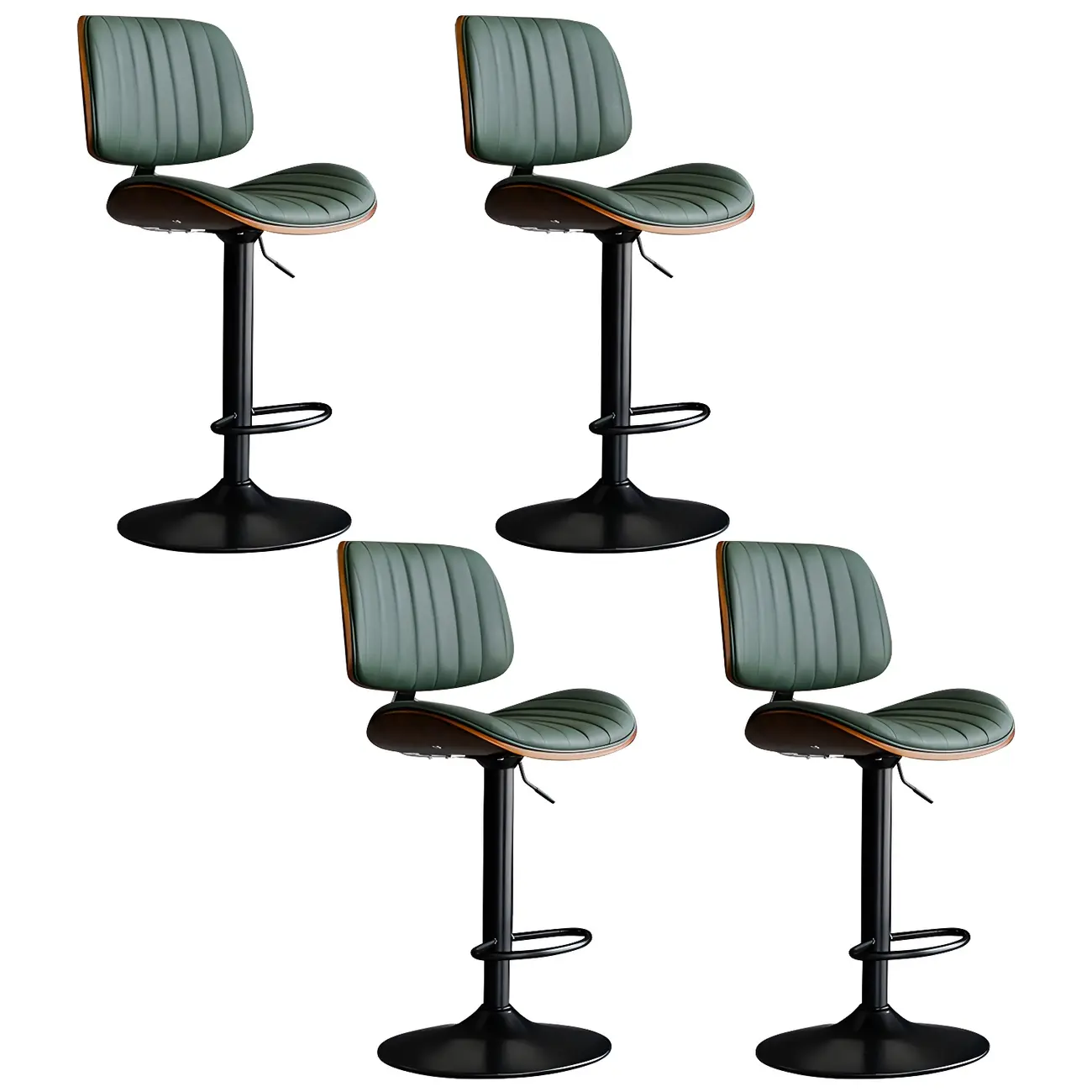 Modern Faux Leather Adjustable Swivel Bar Stools