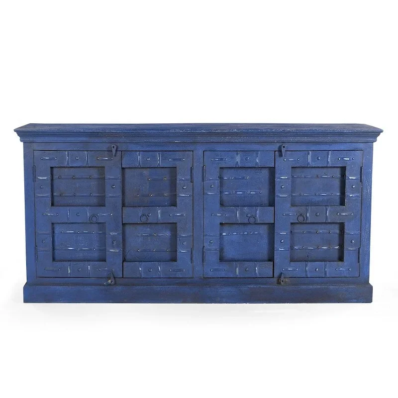 Blue Reclaimed Wood Sideboard Buffet Cabinet 72