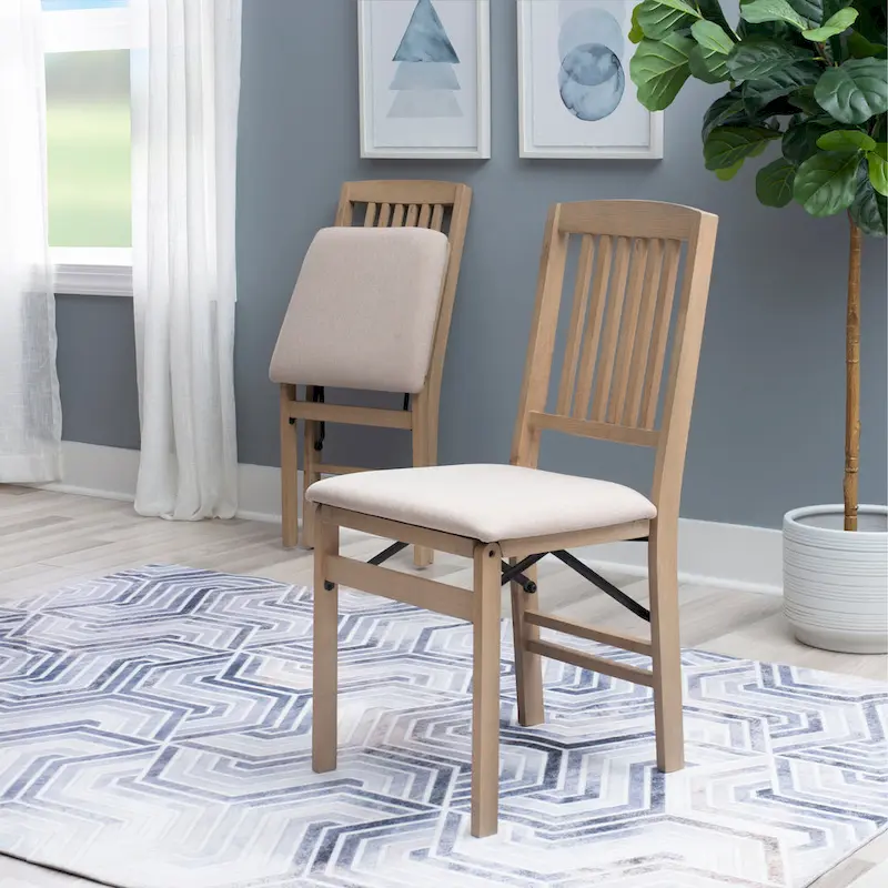 Lesvos Mission Grey Wash Wooden Folding Dining Chair (Set of 2)