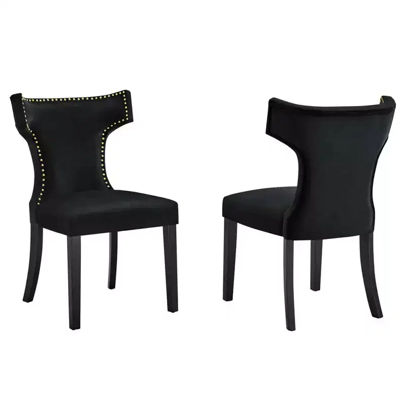 Set of 2 Curve Performance Velvet Dining Chairs - Modway