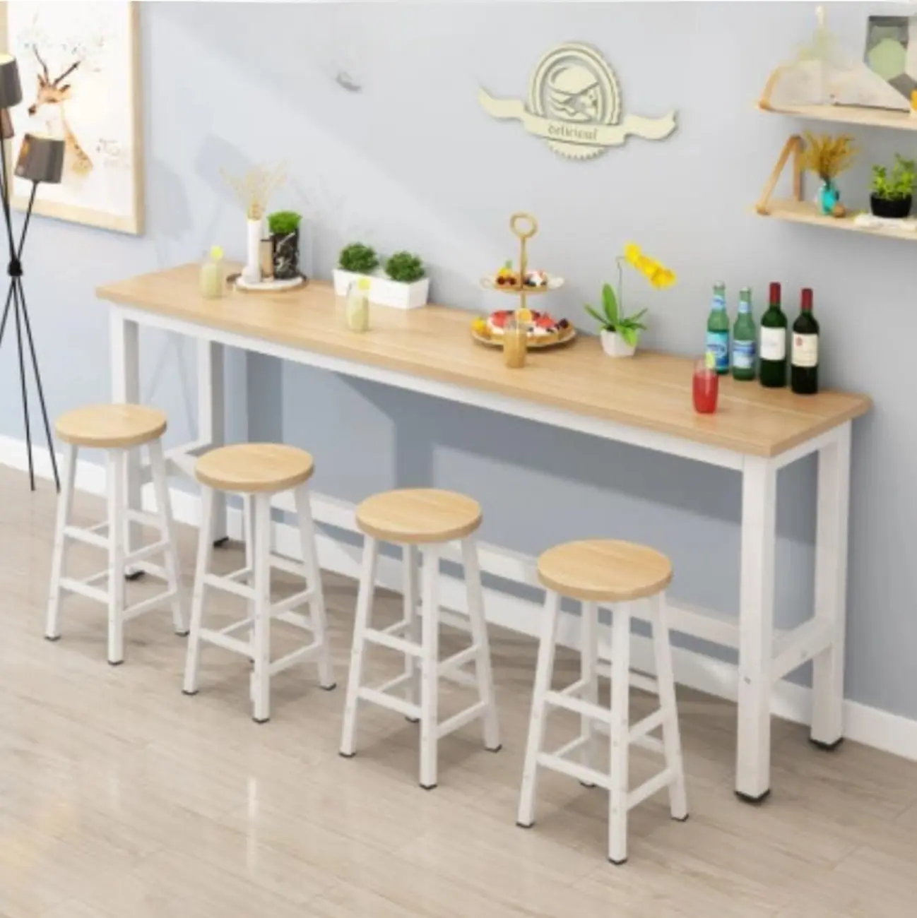 Modern Black-White Metal Structure Bar Tables