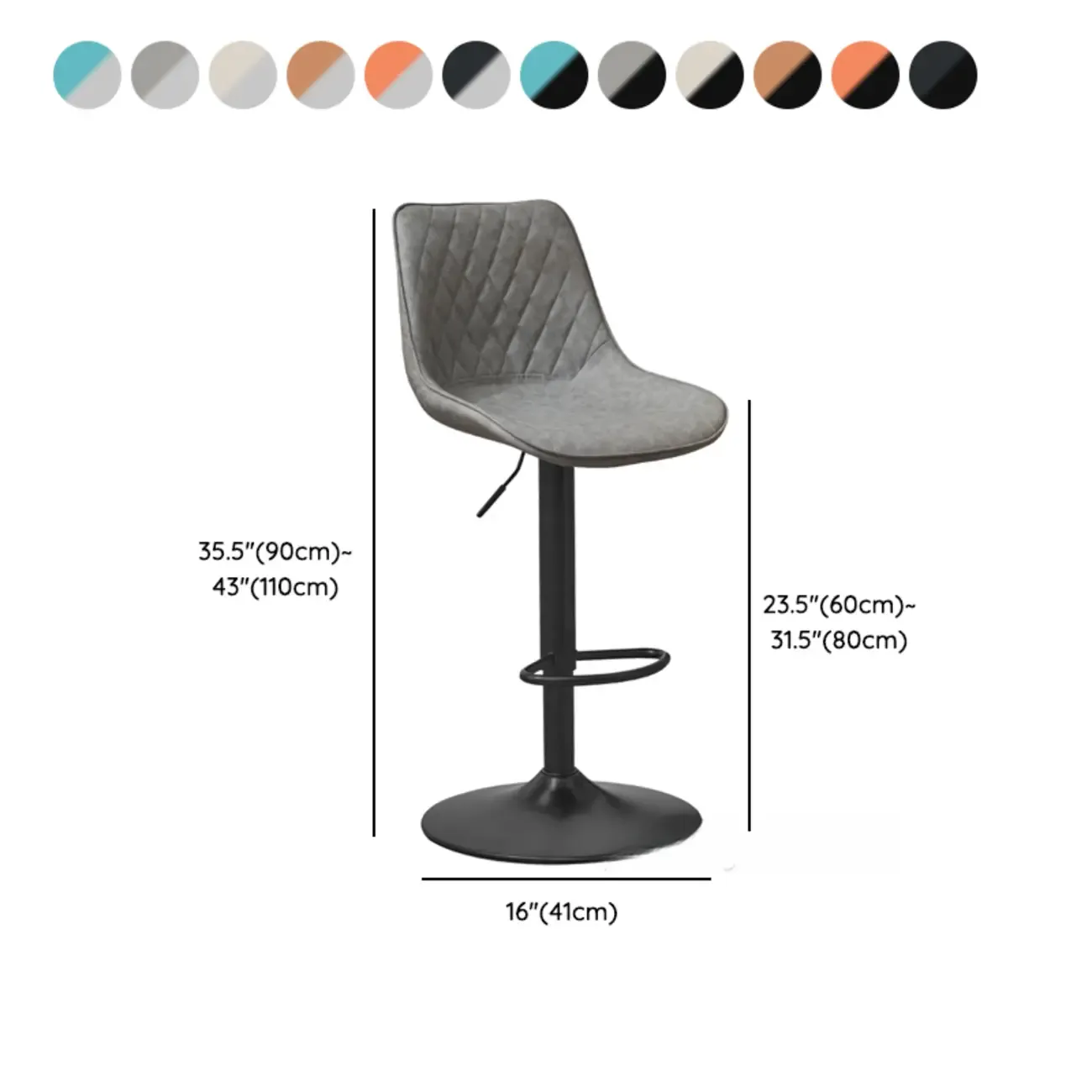 Chic Leather Tufted Swivel Adjustable Bar Stool