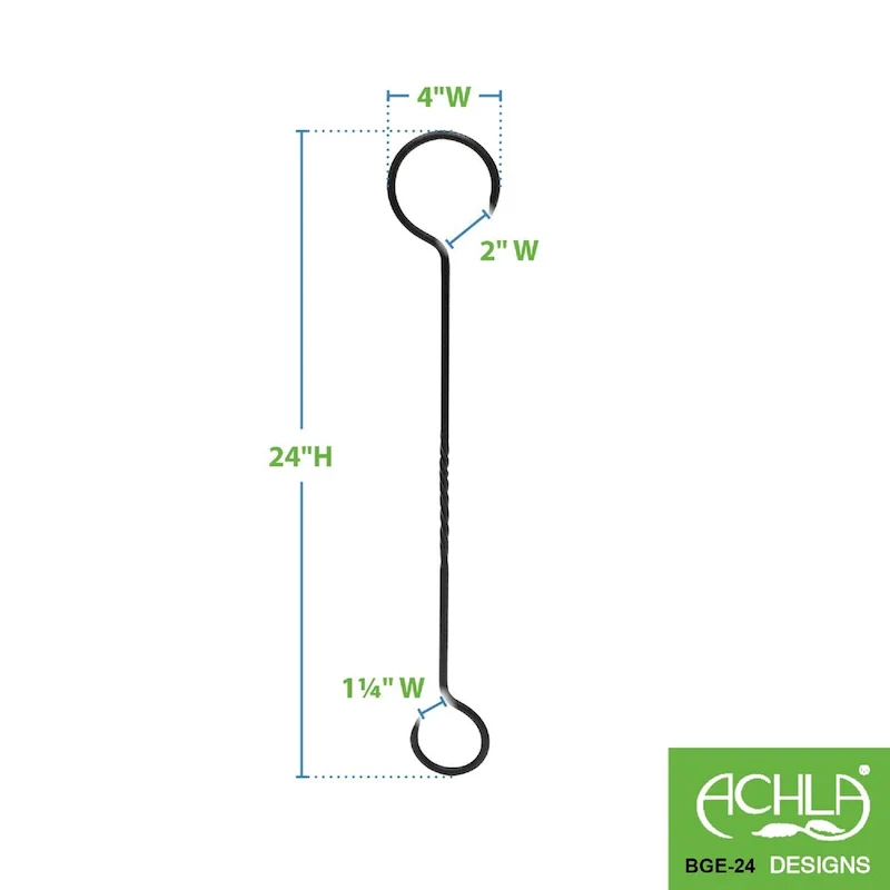 Achla Designs 24  L Black Wrought Iron Hook Extenders w/Twist (Set of 2)