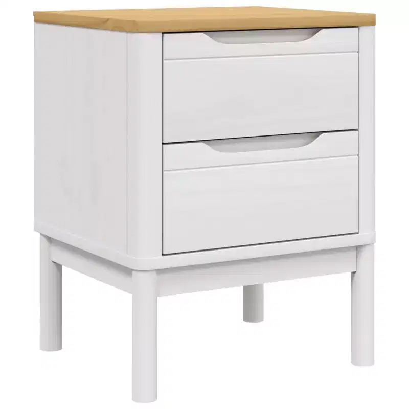Bedside Cabinet White Solid Pine Wood Small Bedside Cabinet