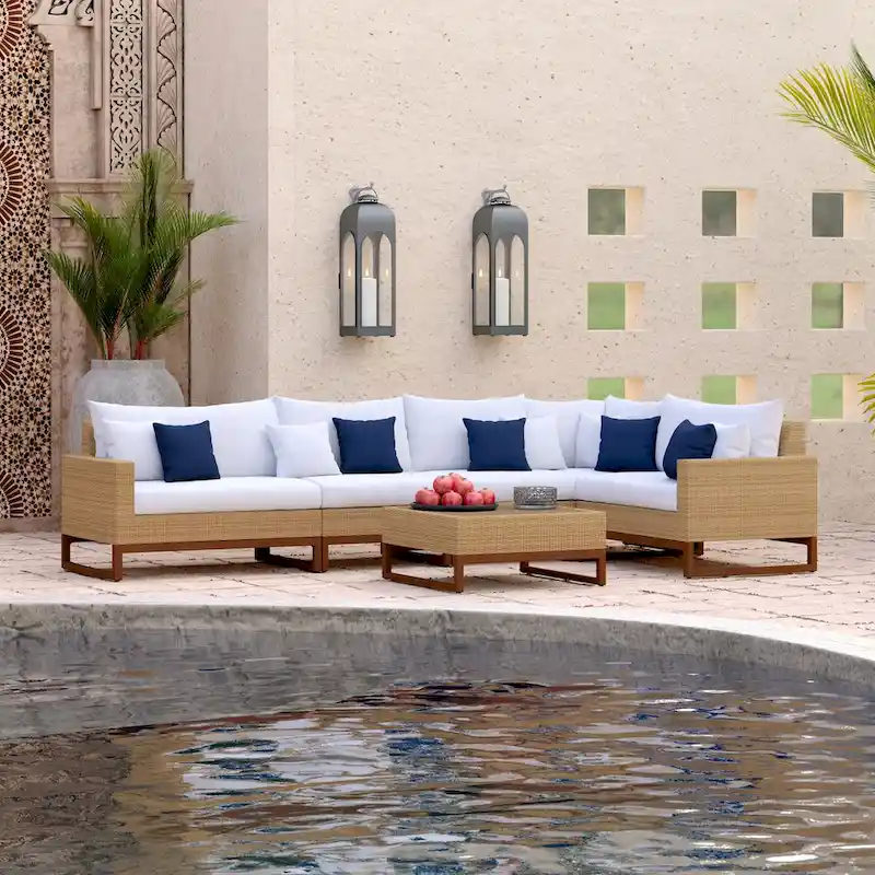 Mili 6 Piece Sunbrella Outdoor Patio Sectional and Table