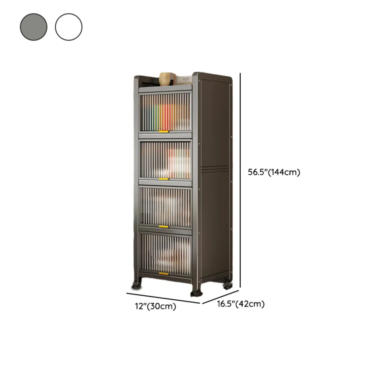 Flip-up Cover Modern Closed Back Metal 5-Shelf Bookcase