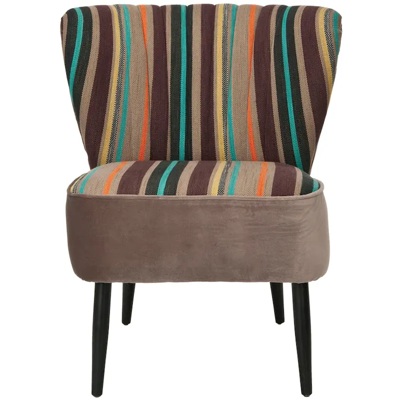 Mid-Century Rainbow Striped Accent Chair - 24W x 28D x 30H