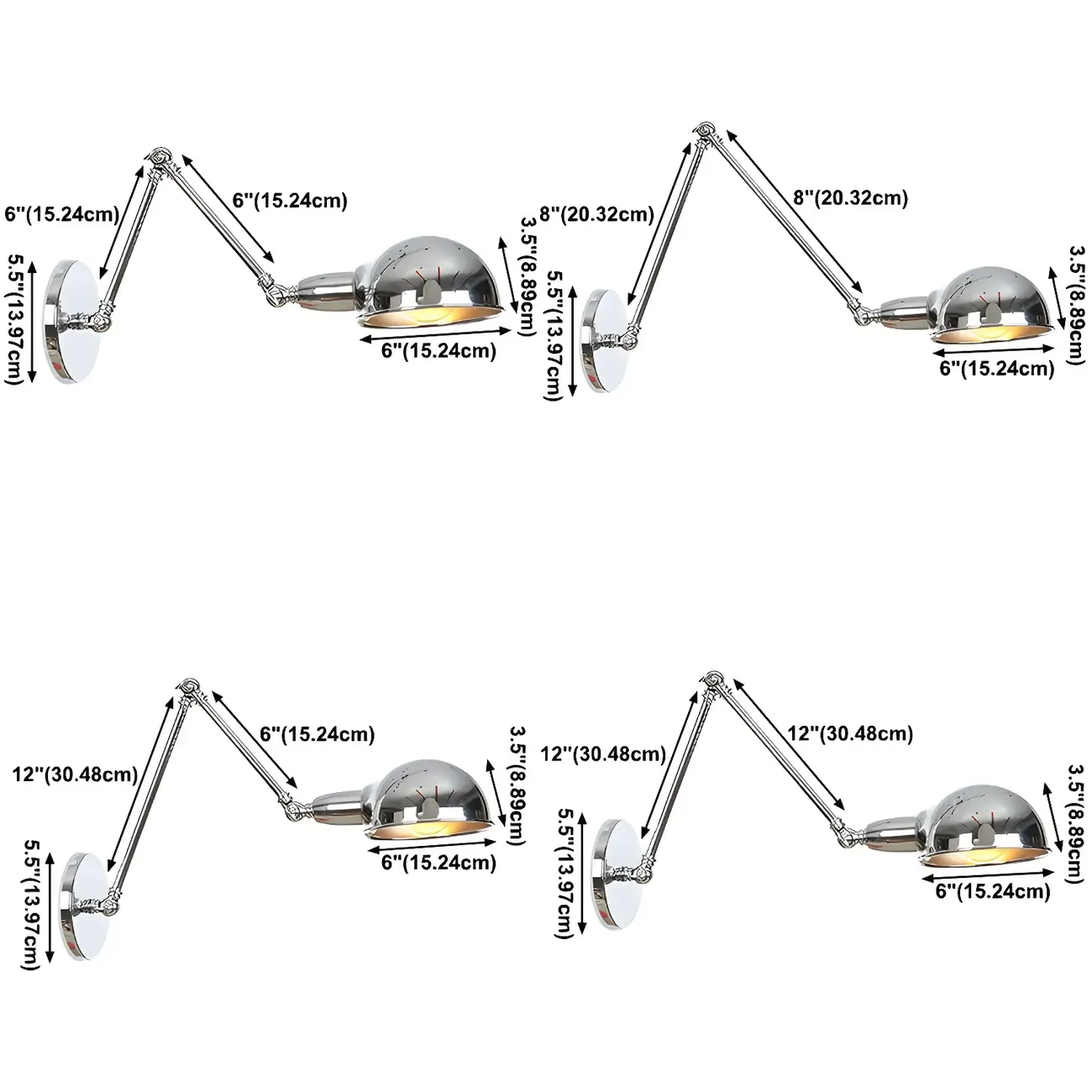 Metal Glossy Dome Swing Arm Wall Light