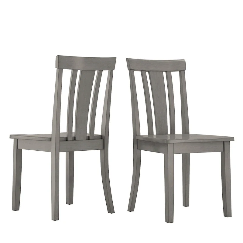 Slat Back Wood Dining Side Chairs  (Set of 2)
