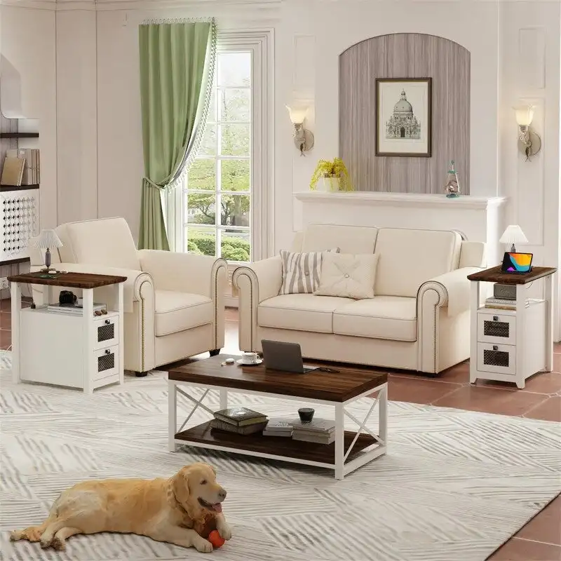 End Table with Charging Station - 13.78D x 23.6W x 24.8H