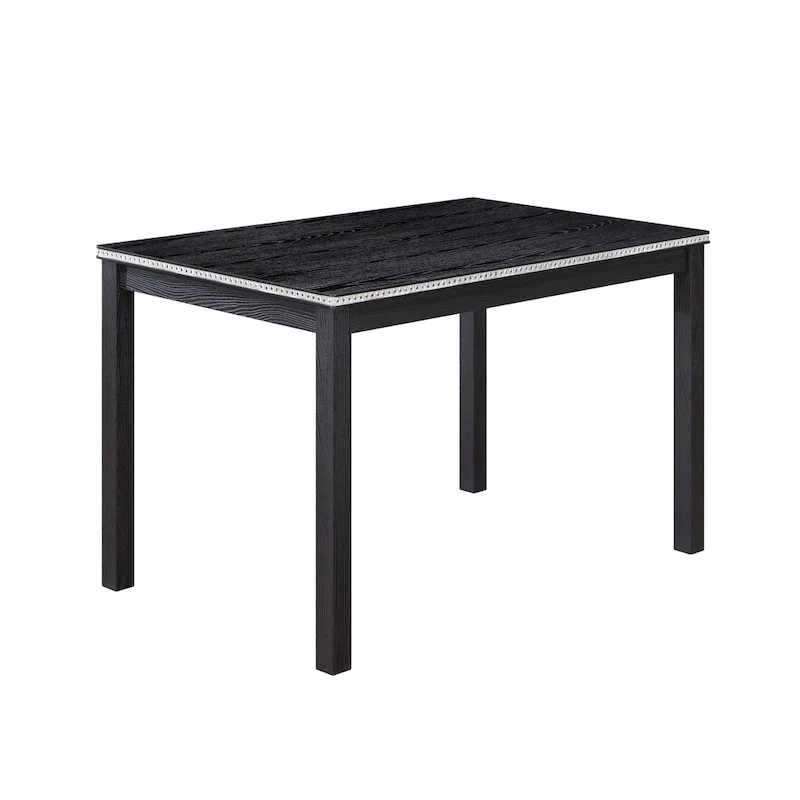 Wooden Dining Table with Rectangular Top and 4 Upholstered Chairs