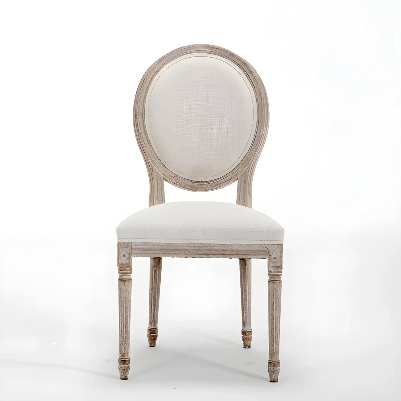 Upholstered King Louis Back Light Wood Dining Chair