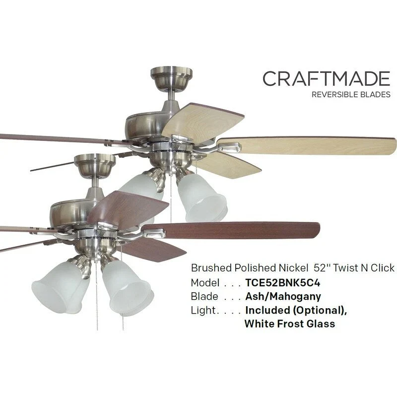 Craftmade Twist N Click 52  5 Blade LED Ceiling Fan