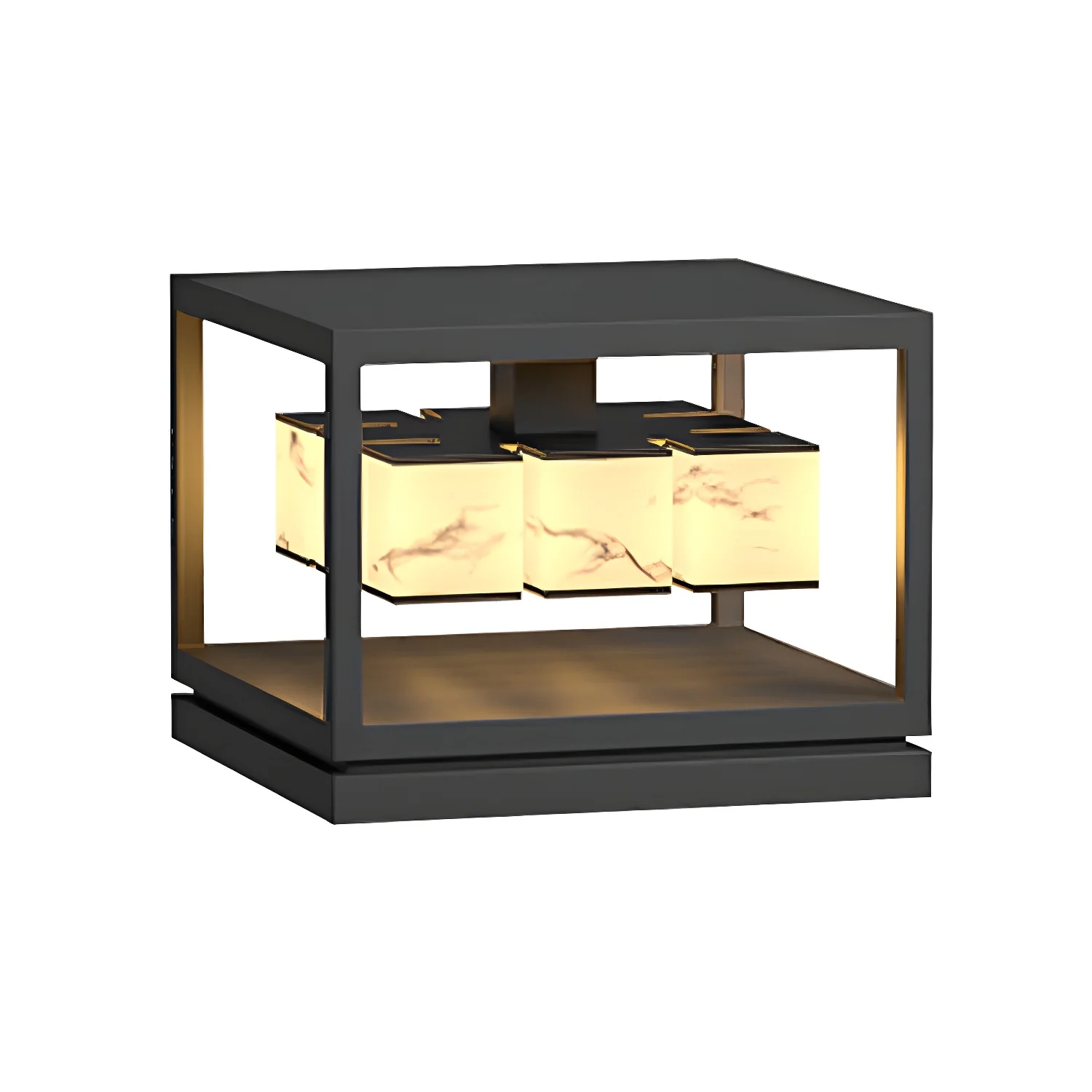 Modish Open Frame Layered Illuminant Post Cap Light