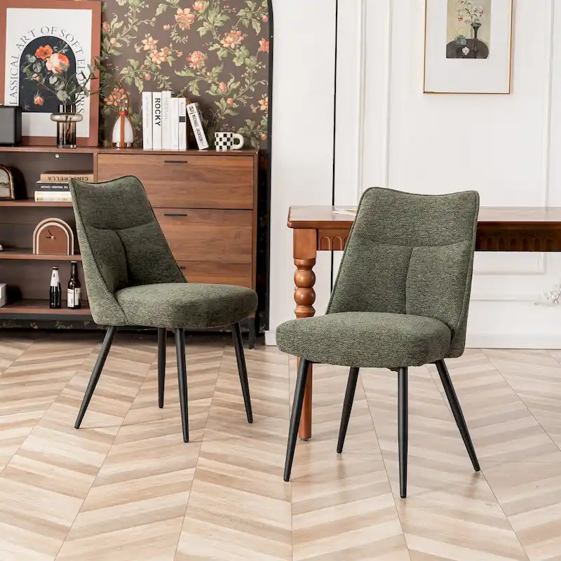 Modern Upholstered Fabric Kitchen & Dining Room Chairs Set of 2