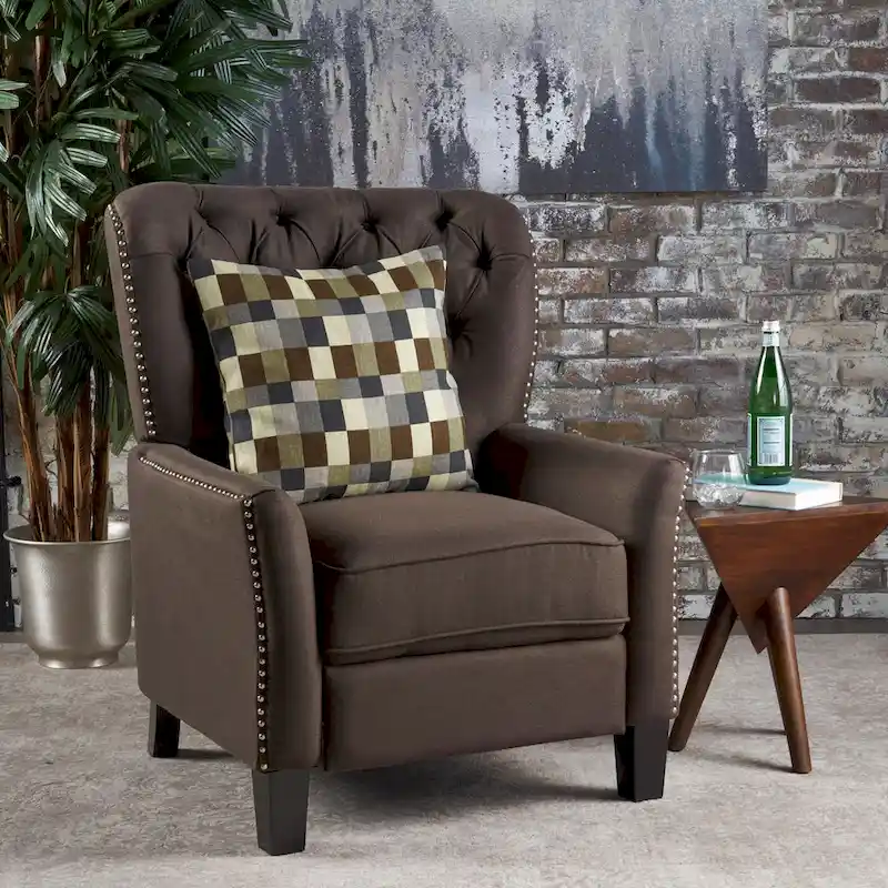 Coffee / Dark Charcoal / Dark Teal / Light Grey Tufted Fabric Recliner – Single