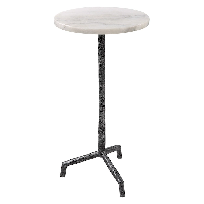 Uttermost Puritan White Marble Drink Table - 12 W X 23.5 H X 12 D (in)