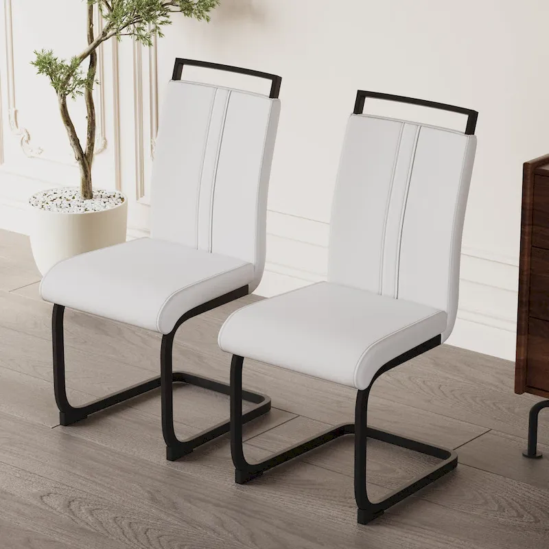 High Back Upholstered Side Chair with C-shaped Tube