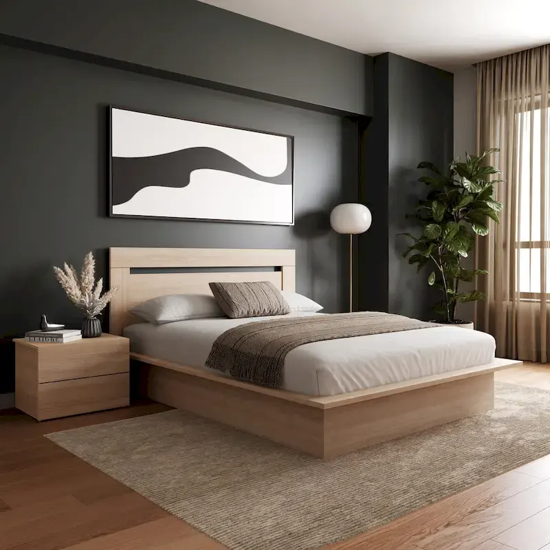 Malibu 3-Piece Bedroom Set with Bed, Headboard, and Nightstand