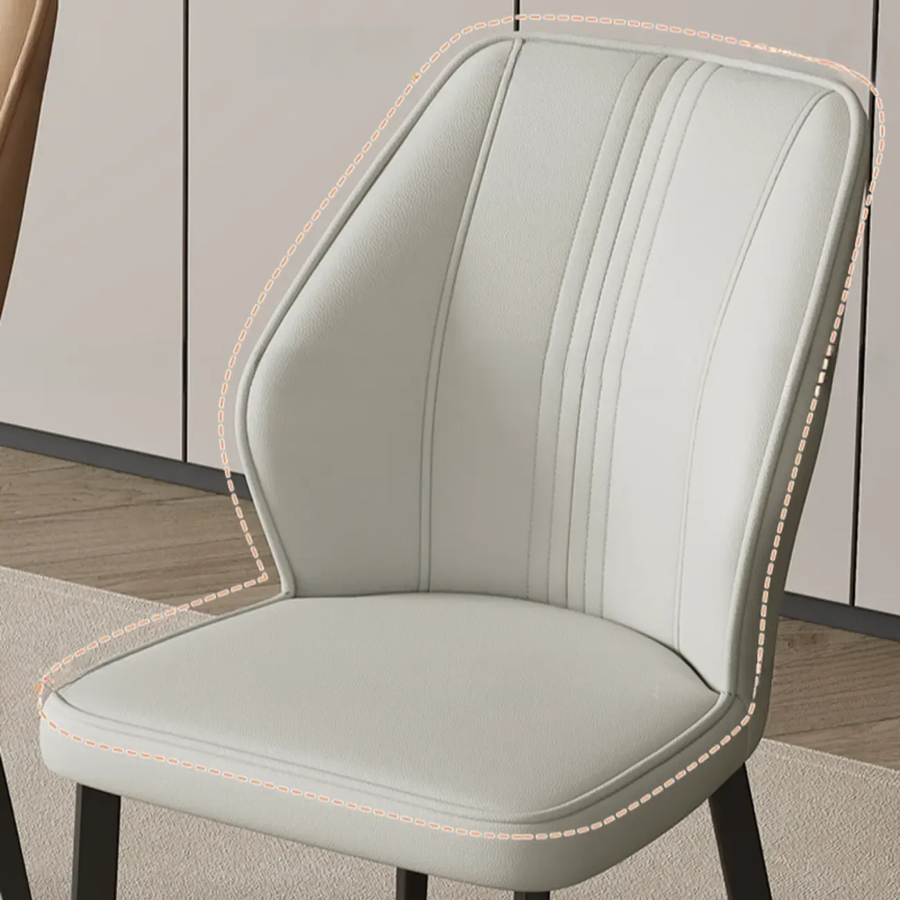 Modern Faux Leather Upholstered Wingback Dining Chair with Metal Legs