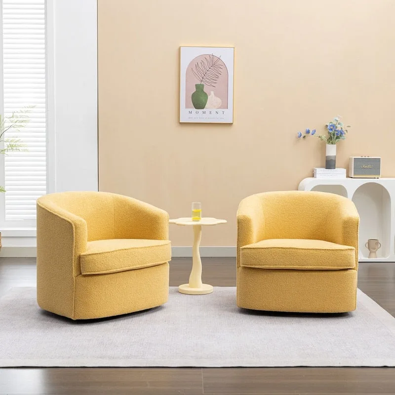 SEYNAR Modern Boucle Upholstered 360 Degree Swivel Accent Club Chair Set of 2