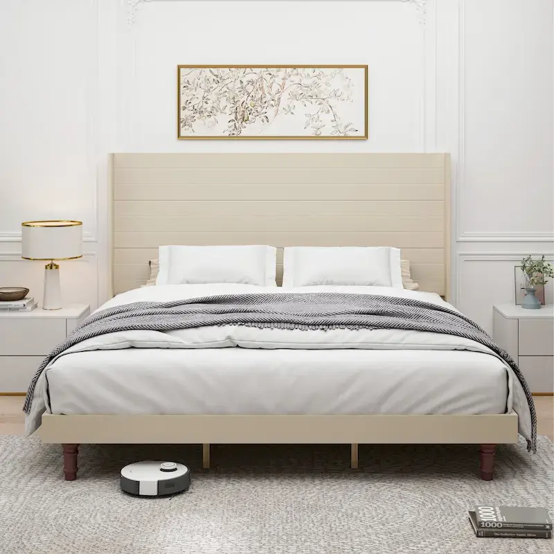 King Size Platform Bed with High Headboard
