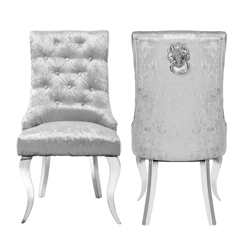 Ice Velvet Button Tufted Dining Chair High Wingback