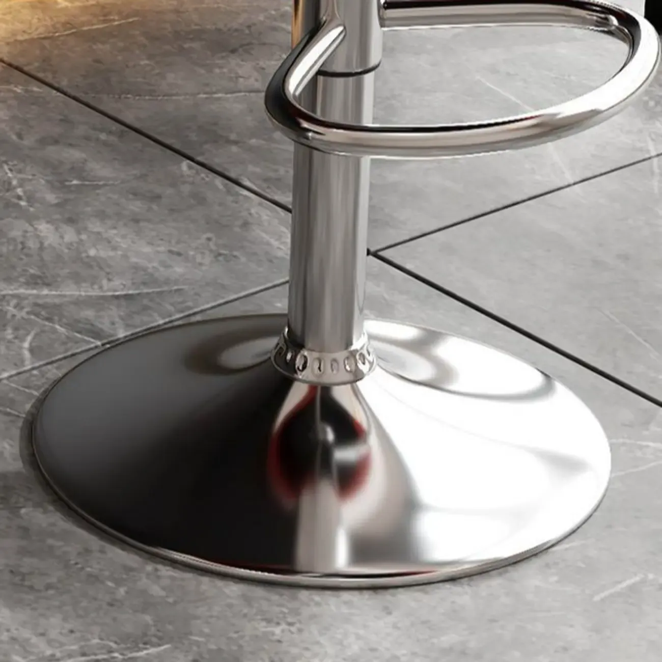 Diamond Tufted Swivel Bar Stool Adjustable Black Red PU Leather