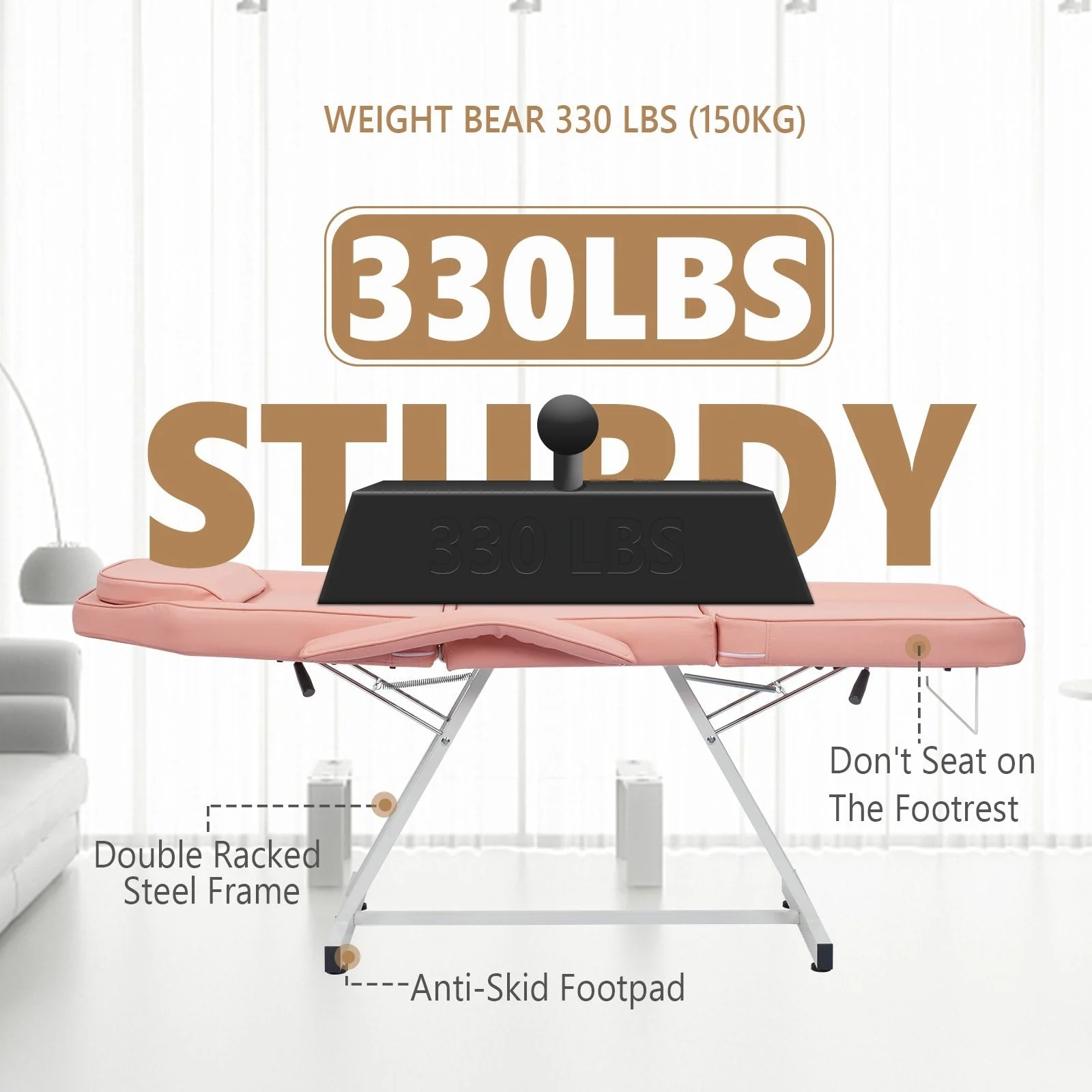 73 Adjustable Beauty Salon Spa Massage Bed Tattoo Chair with Stool