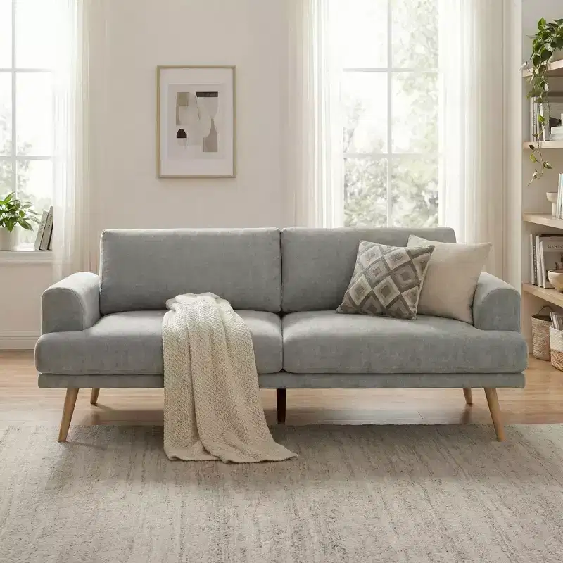 79.9 Sofa Couch for Living Room, 3-Seater Sofa with Rubberwood Legs, Sofa Chair for Home/Apartment, Gray - ModernLuxe