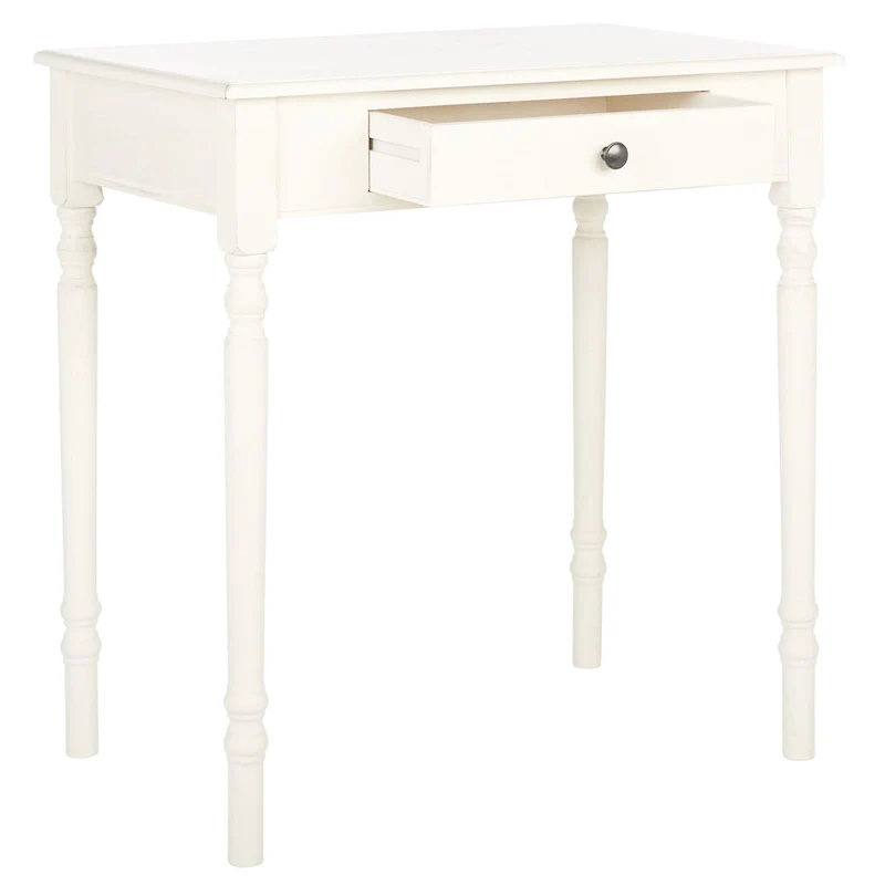 Classic 1-Drawer Writing Desk with Turned Legs & Rich Brown Top